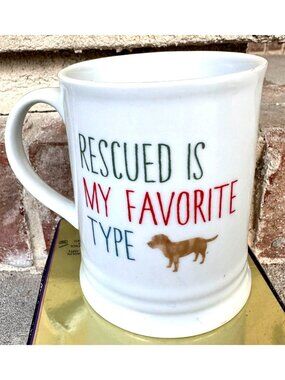 Rescued My Favorite Type Coffee Mug Cup Fringe Ceramic Dog Cat Pig Animal Mutt